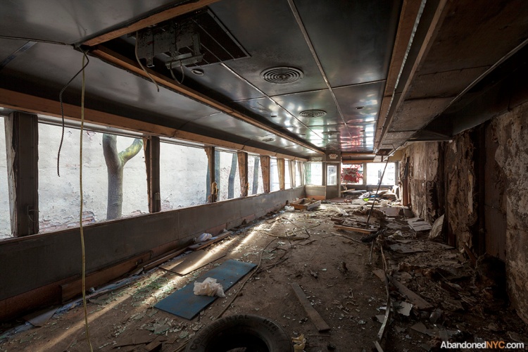The lost diner interior was recently gutted, the result of vandalism.