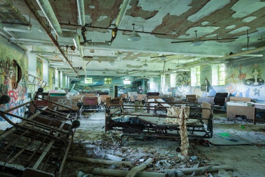 A craft room on the ground floor still held looms and half finished rugs.