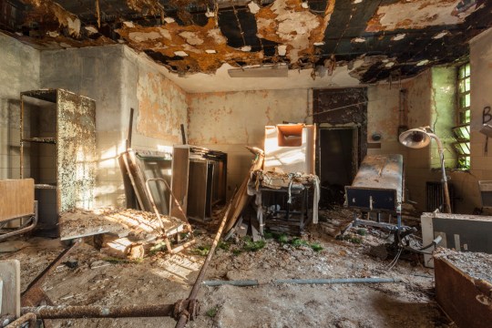 Furniture abandoned on the ground floor.